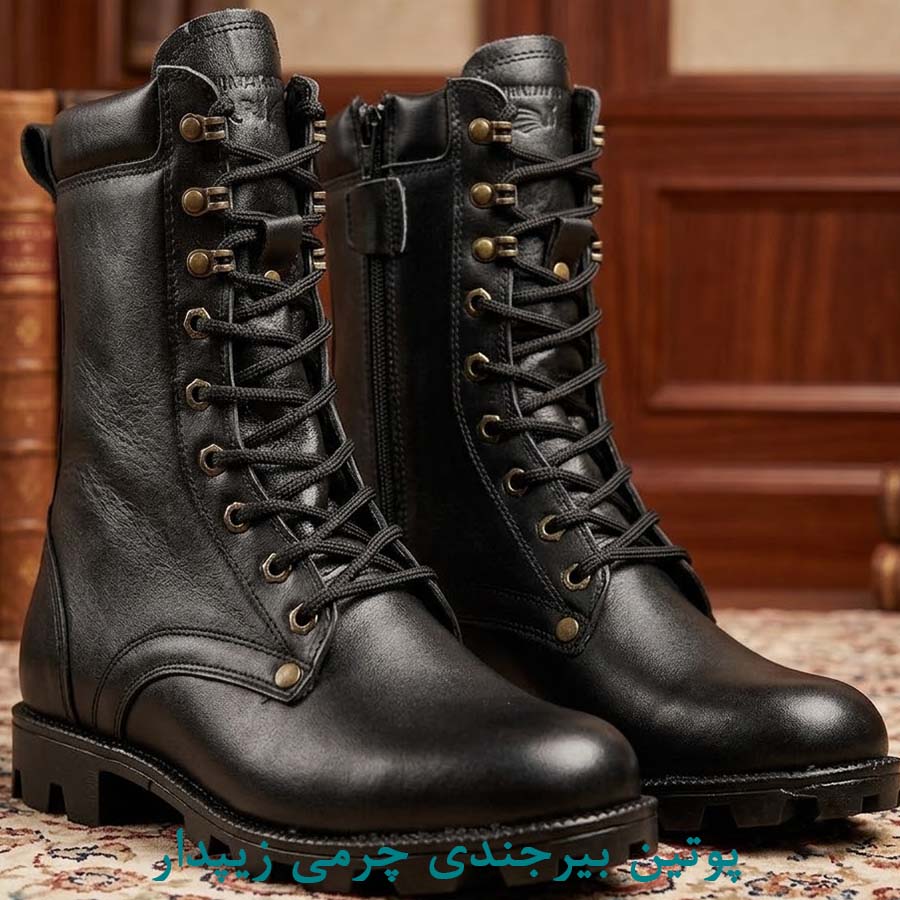 پوتین چرم بیرجندی زیپدار مشکی