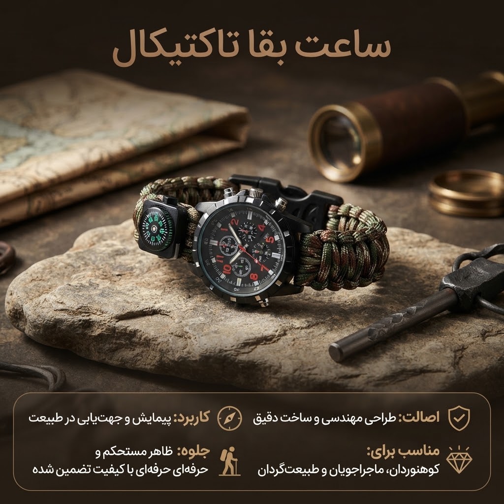 ساعت تاکتیکال پاراکورد بقا استتار سبز