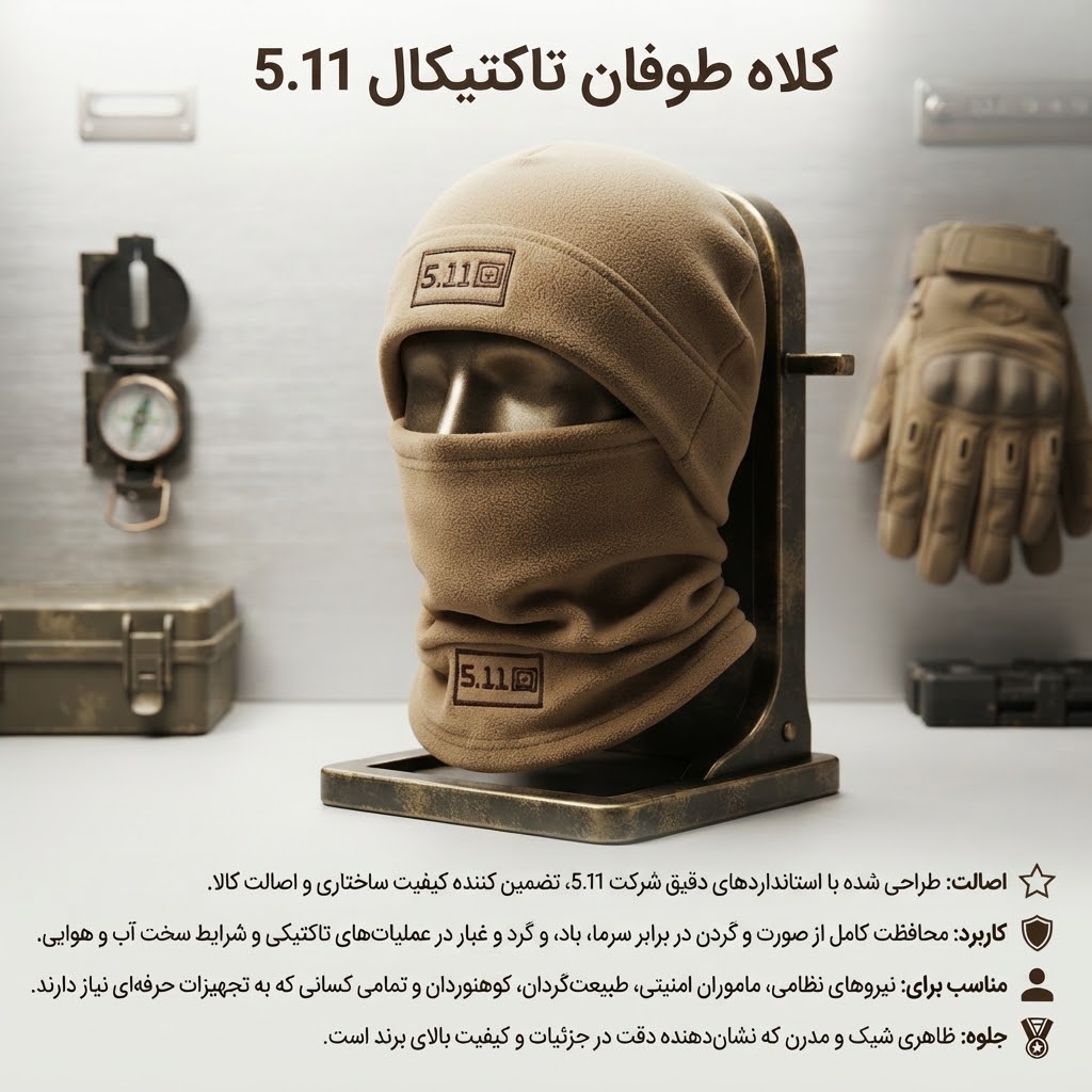 کلاه تاکتیکال و اسکارف 5.11 خاکی